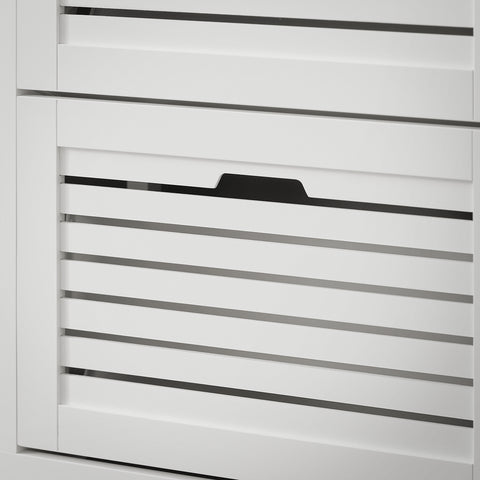 SoBuy FSR145-W Schoenenkast met 6 Kleppen, Schoenencommode met 2 Haken, Schoenenrek, Schoenenkist, Gangkast