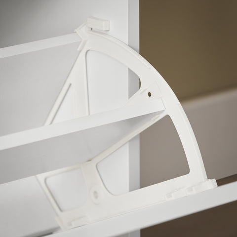 SoBuy FSR145-W Schoenenkast met 6 Kleppen, Schoenencommode met 2 Haken, Schoenenrek, Schoenenkist, Gangkast