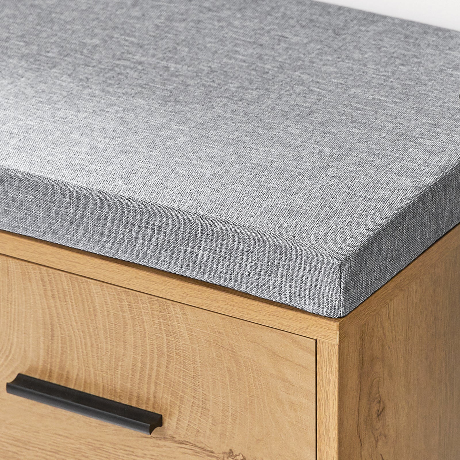 SoBuy Schoenenbank Schoenenkast Schoenenrek Entree Lage Kast Opbergbank Opbergkast Opbergnrek met 2 Planken, 1 Deur en 2 Lades voor Gang Entree Woonkamer Slaapkamer, 110 x 35 x 47 cm, FSR148-N