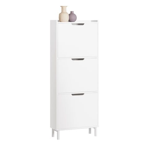 SoBuy FSR151-H-W Schoenenkast met 3 Kleppen, Schoenencommode, Schoenenrek, Schoenenkist, Gangkast, Opbergkast voor Schoenen