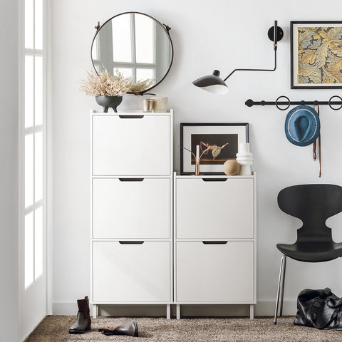 SoBuy FSR151-W Schoenenkast met 2 Kleppen, Schoenencommode, Schoenenrek, Schoenenkist, Gangkast, Opbergkast voor Schoenen