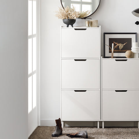 SoBuy FSR151-W Schoenenkast met 2 Kleppen, Schoenencommode, Schoenenrek, Schoenenkist, Gangkast, Opbergkast voor Schoenen
