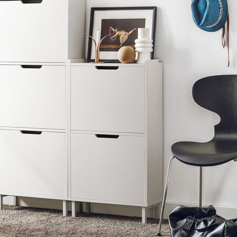 SoBuy FSR151-W Schoenenkast met 2 Kleppen, Schoenencommode, Schoenenrek, Schoenenkist, Gangkast, Opbergkast voor Schoenen