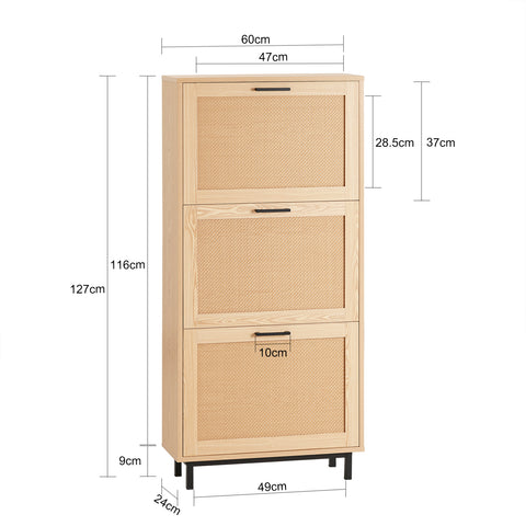 SoBuy FSR155-N Schoenenkast met 3 Kleppen, Schoenencommode, Schoenenrek, Schoenenkist, Gangkast, Opbergkast voor Schoenen