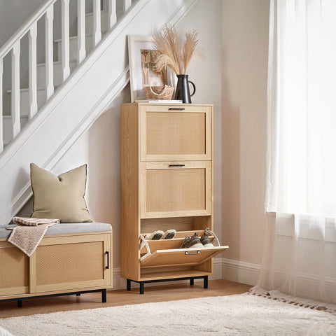 SoBuy FSR155-N Schoenenkast met 3 Kleppen, Schoenencommode, Schoenenrek, Schoenenkist, Gangkast, Opbergkast voor Schoenen