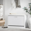 SoBuy FSR16-W Schoenenbank met Zitkussen – Schoenenkast met Klep, Opbergbank voor Hal, Woonkamer of Slaapkamer – 60x30x45 cm – Wit