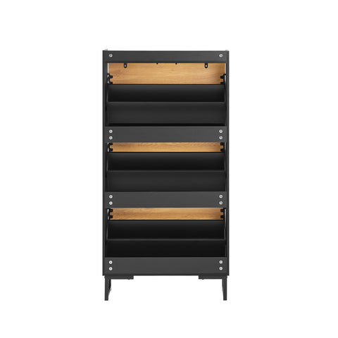 SoBuy FSR164-SCH Schoenenkast, schoenenkast, 3 kleppen, ingangsmeubels, schoenenrek op voet, 62 x 24 x 125 cm