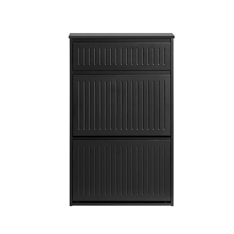 SoBuy FSR165-SCH Schoenenkast met 2 Flappen en 1 Lade, Schoenenrek,Gangkast, Opbergkast