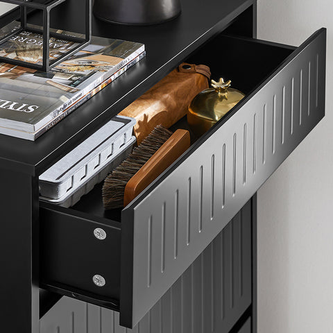 SoBuy FSR165-SCH Schoenenkast met 2 Flappen en 1 Lade, Schoenenrek,Gangkast, Opbergkast