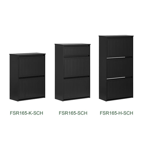 SoBuy FSR165-SCH Schoenenkast met 2 Flappen en 1 Lade, Schoenenrek,Gangkast, Opbergkast