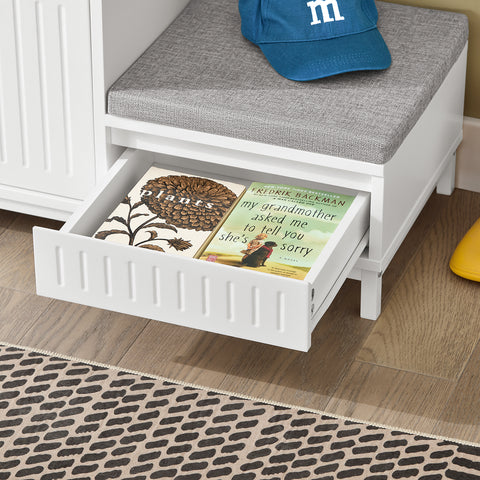 SoBuy FSR172-W Schoenenrek schoenenrek kinderen schoenenkast schoenenbank met zitvlak schoenencommode schoenenrek Wit
