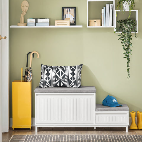 SoBuy FSR172-W Schoenenrek schoenenrek kinderen schoenenkast schoenenbank met zitvlak schoenencommode schoenenrek Wit