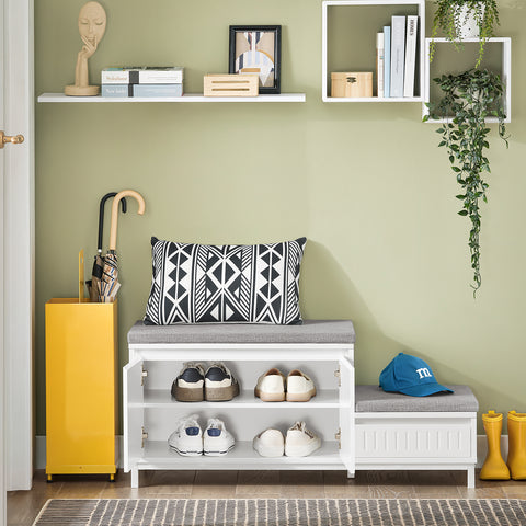 SoBuy FSR172-W Schoenenrek schoenenrek kinderen schoenenkast schoenenbank met zitvlak schoenencommode schoenenrek Wit