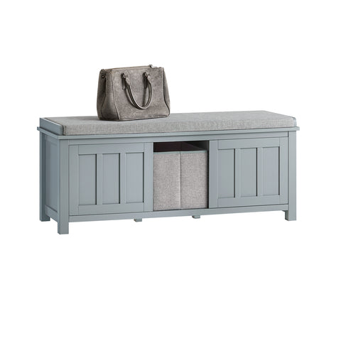 SoBuy FSR173-HG Zitkast zitbank met opbergruimte schoenenbank met zitvlak met 1 grijze mand lichtgrijs BHT ca. 110x46x38cm