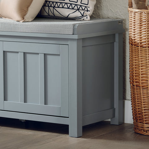 SoBuy FSR173-HG Zitkast zitbank met opbergruimte schoenenbank met zitvlak met 1 grijze mand lichtgrijs BHT ca. 110x46x38cm