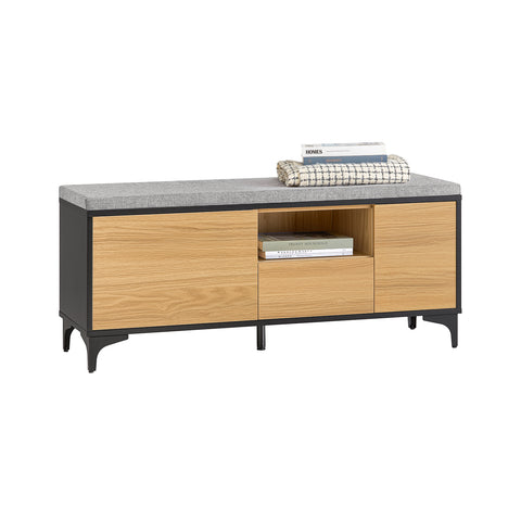 SoBuy FSR175-N Schoenbank met 2 kleppen en 1 schuifladen zitbank schoenencommode schoenenrek natuur BHT ca. 110x44x35cm