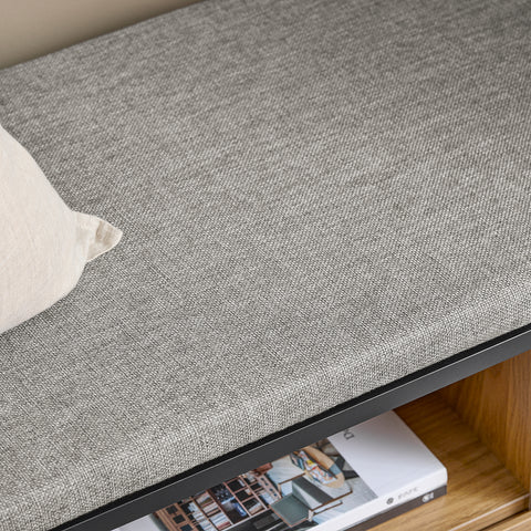 SoBuy FSR175-N Schoenbank met 2 kleppen en 1 schuifladen zitbank schoenencommode schoenenrek natuur BHT ca. 110x44x35cm