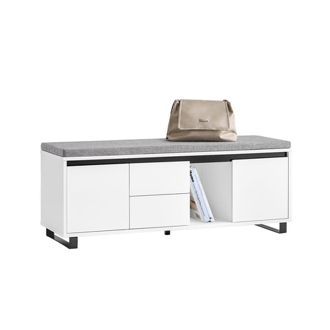 SoBuy FSR176-W Schoenbank met zitvlak schoenenkast schoenenrek met zitbank plankbank schoenenkist zitcommode smal wit