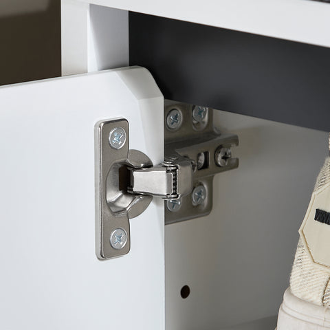 SoBuy FSR176-W Schoenbank met zitvlak schoenenkast schoenenrek met zitbank plankbank schoenenkist zitcommode smal wit