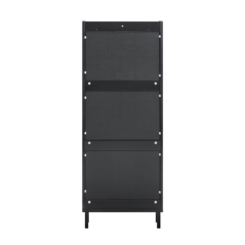 SoBuy FSR177-H-SCH Schoenenkast met 3 kleppen schoenenkast smal schoenenrek met 6 legvlakken schoenencommode schoenenrek