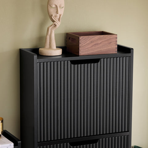 SoBuy FSR177-H-SCH Schoenenkast met 3 kleppen schoenenkast smal schoenenrek met 6 legvlakken schoenencommode schoenenrek