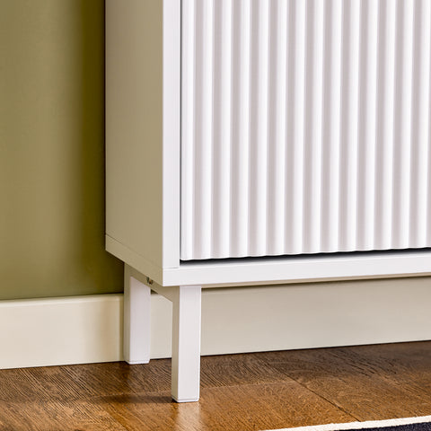 SoBuy FSR177-H-W Schoenenkast met 3 kleppen schoenenkast smal schoenenrek met 6 legvlakken schoenencommode schoenenrek wit