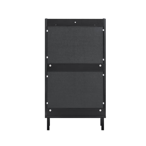 SoBuy FSR177-SCH Schoenenkast met 2 kleppen schoenenkast smal schoenenrek met 4 legplanken schoenencommode schoenenrek zwart