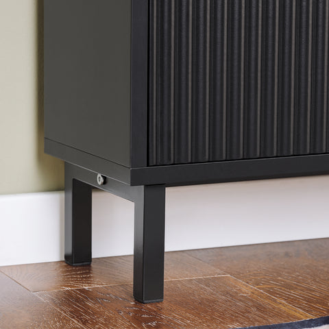 SoBuy FSR177-SCH Schoenenkast met 2 kleppen schoenenkast smal schoenenrek met 4 legplanken schoenencommode schoenenrek zwart
