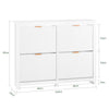 SoBuy FSR186-II-W Schoenenkast – Smalle Opbergkast met 4 Kleppen, Perfect voor Hal & Woonkamer – Compact Design, Wit – 104x23x82 cm
