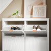 SoBuy FSR186-II-W Schoenenkast – Smalle Opbergkast met 4 Kleppen, Perfect voor Hal & Woonkamer – Compact Design, Wit – 104x23x82 cm