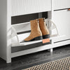 SoBuy FSR186-II-W Schoenenkast – Smalle Opbergkast met 4 Kleppen, Perfect voor Hal & Woonkamer – Compact Design, Wit – 104x23x82 cm