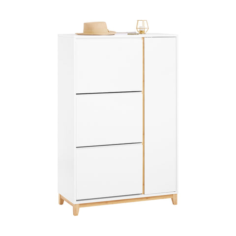 SoBuy FSR189-WN Schoenenkast met 3 kleppen en 1 deur