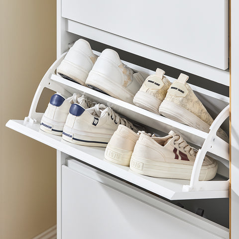 SoBuy FSR189-WN Schoenenkast met 3 kleppen en 1 deur