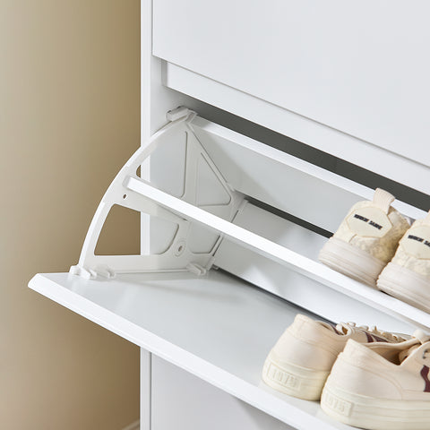 SoBuy FSR189-WN Schoenenkast met 3 kleppen en 1 deur