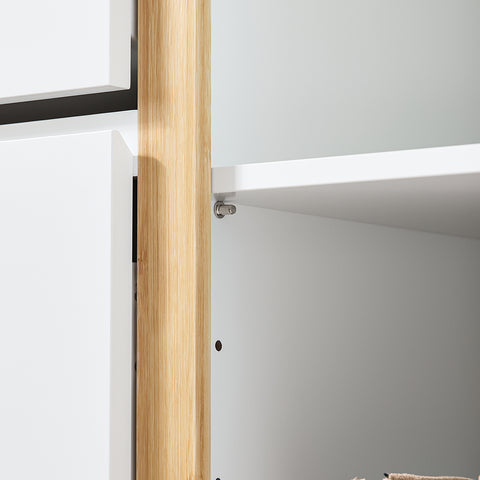 SoBuy FSR189-WN Schoenenkast met 3 kleppen en 1 deur
