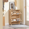 SoBuy FSR200-II-N Schoenenkast met 2 Kleppen – Ruimtebesparend Schoenenmeubel voor 8 Paar – Anti-Kantel Systeem – Geschikt tot EU Maat 47 – Licht Hout – 60×24×83 cm