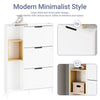 SoBuy FSR209-WN Smalle Schoenenkast voor Hal – Witte Schoenenkast met 3 Kleppen – Ruimte voor 9 Paar – Ideaal voor Kleine Ruimtes – MDF & Bamboe, 90×19×129,5 cm