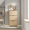 SoBuy FSR213-N Schoenenkast smal, 24 cm, houten schoenenkast, grote capaciteit tot 47, modern Scandinavisch design, perfect voor entree, hal, familie, hout, 60 x 24 x 120 cm