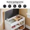 SoBuy FSR25-W Schoenenbank met Opbergruimte – 2-Lagen Schoenenrek met Comfortabel Kussen – Witte Halbank 60×30×44 cm – Draagkracht 120 kg