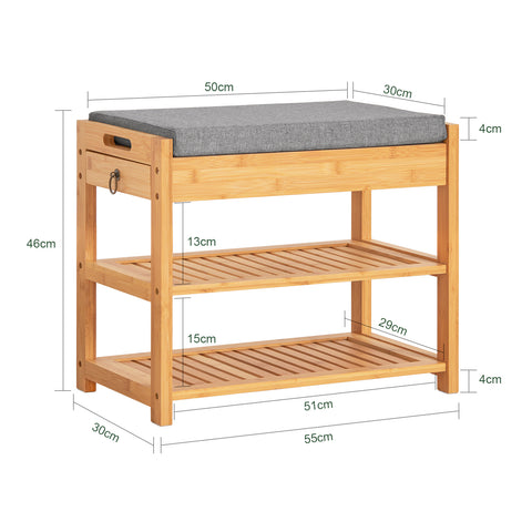 SoBuy FSR49-N Schoenenkast 2 Legplanken Bamboe