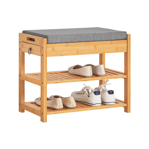 SoBuy FSR49-N Schoenenkast 2 Legplanken Bamboe