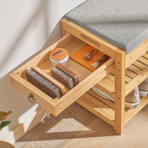 SoBuy FSR49-N Schoenenkast 2 Legplanken Bamboe