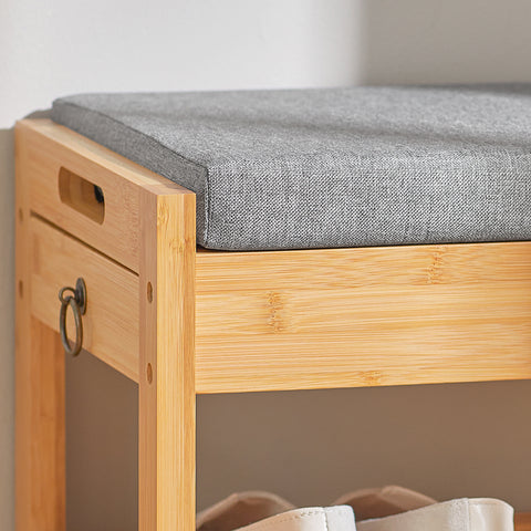 SoBuy FSR49-N Schoenenkast 2 Legplanken Bamboe