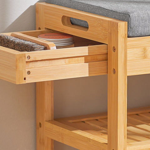 SoBuy FSR49-N Schoenenkast 2 Legplanken Bamboe