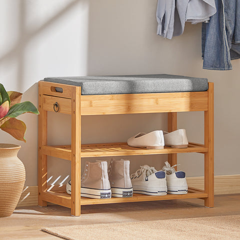 SoBuy FSR49-N Schoenenkast 2 Legplanken Bamboe