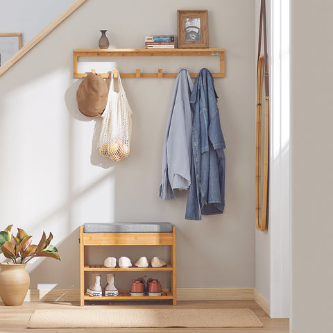 SoBuy FSR49-N Schoenenkast 2 Legplanken Bamboe