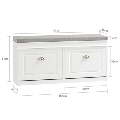 SoBuy FSR64-W Schoenenkast Schoenenvak Schoenenrek Zitcommode Zitbank
