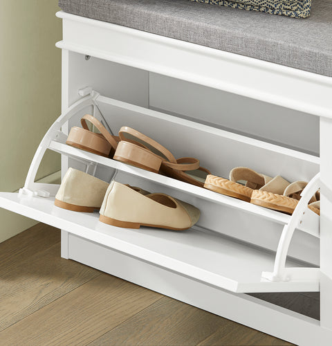 SoBuy FSR64-W Schoenenkast Schoenenvak Schoenenrek Zitcommode Zitbank
