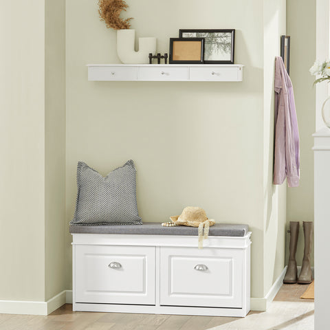 SoBuy FSR64-W Schoenenkast Schoenenvak Schoenenrek Zitcommode Zitbank