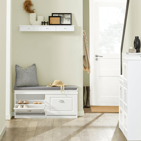 SoBuy FSR64-W Schoenenkast Schoenenvak Schoenenrek Zitcommode Zitbank